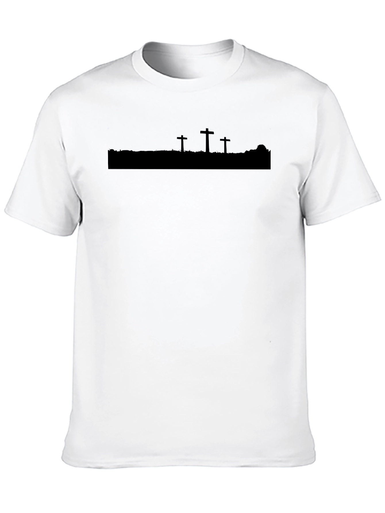 Mens Black Silhouette Cross Graphic T-Shirt