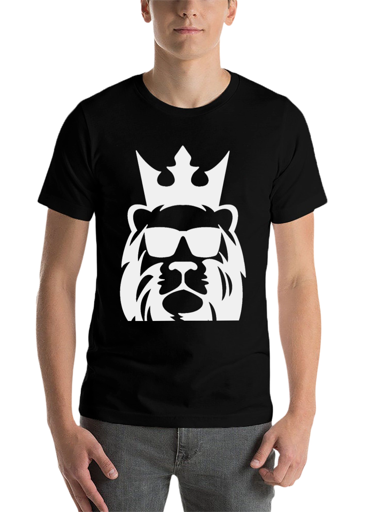 Cool Lion King Graphic Tee - Black