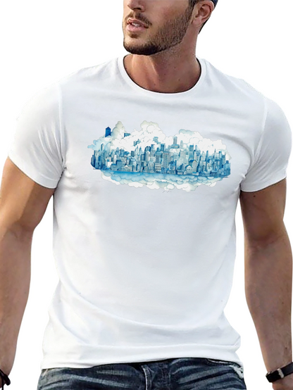 Cityscape Cloud Tee - Urban Dreamscape T-Shirt