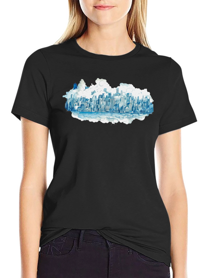 Cityscape Cloud Tee - Urban Dreamscape T-Shirt