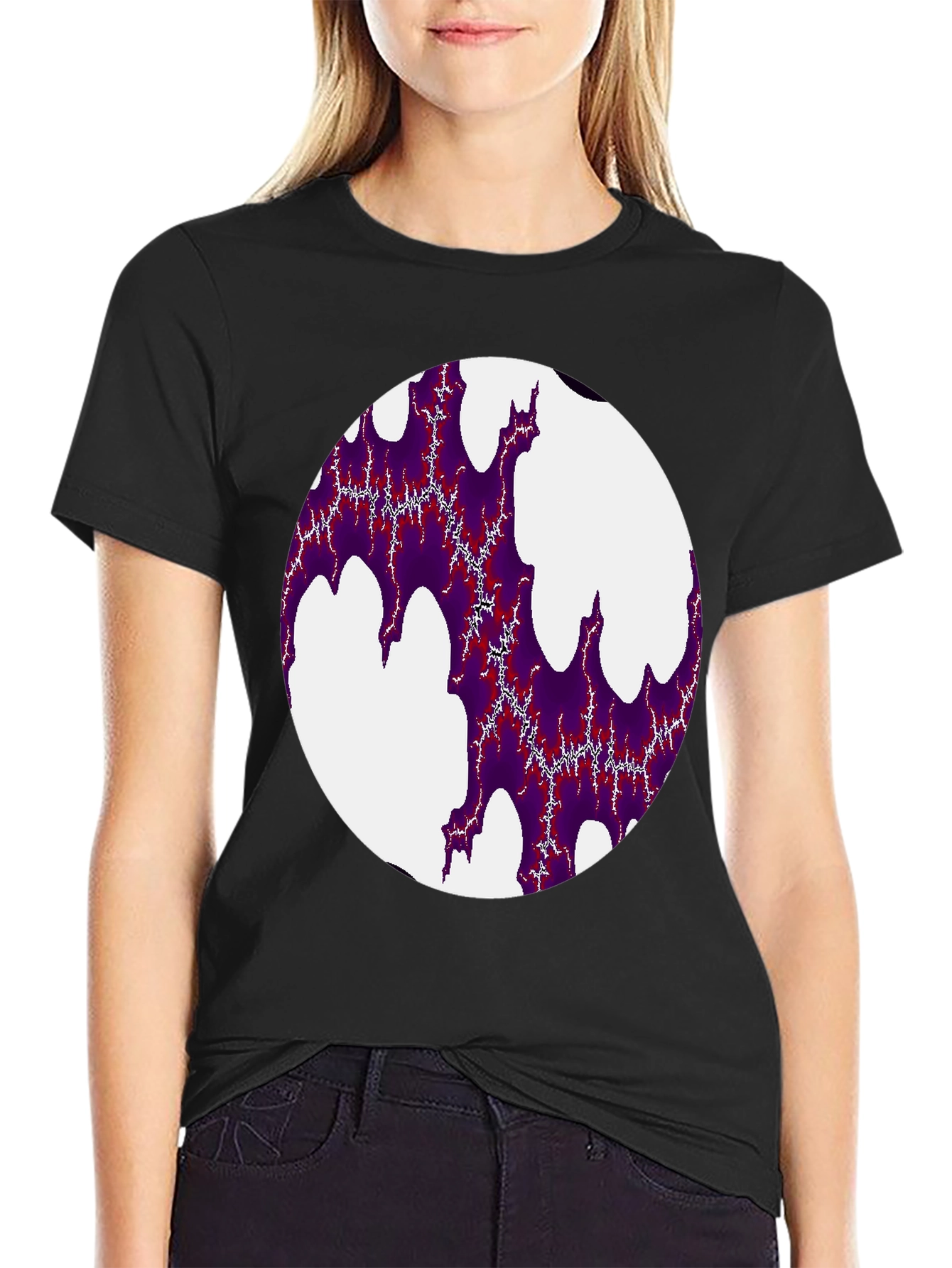 Abstract Fractal Design Black T-Shirt