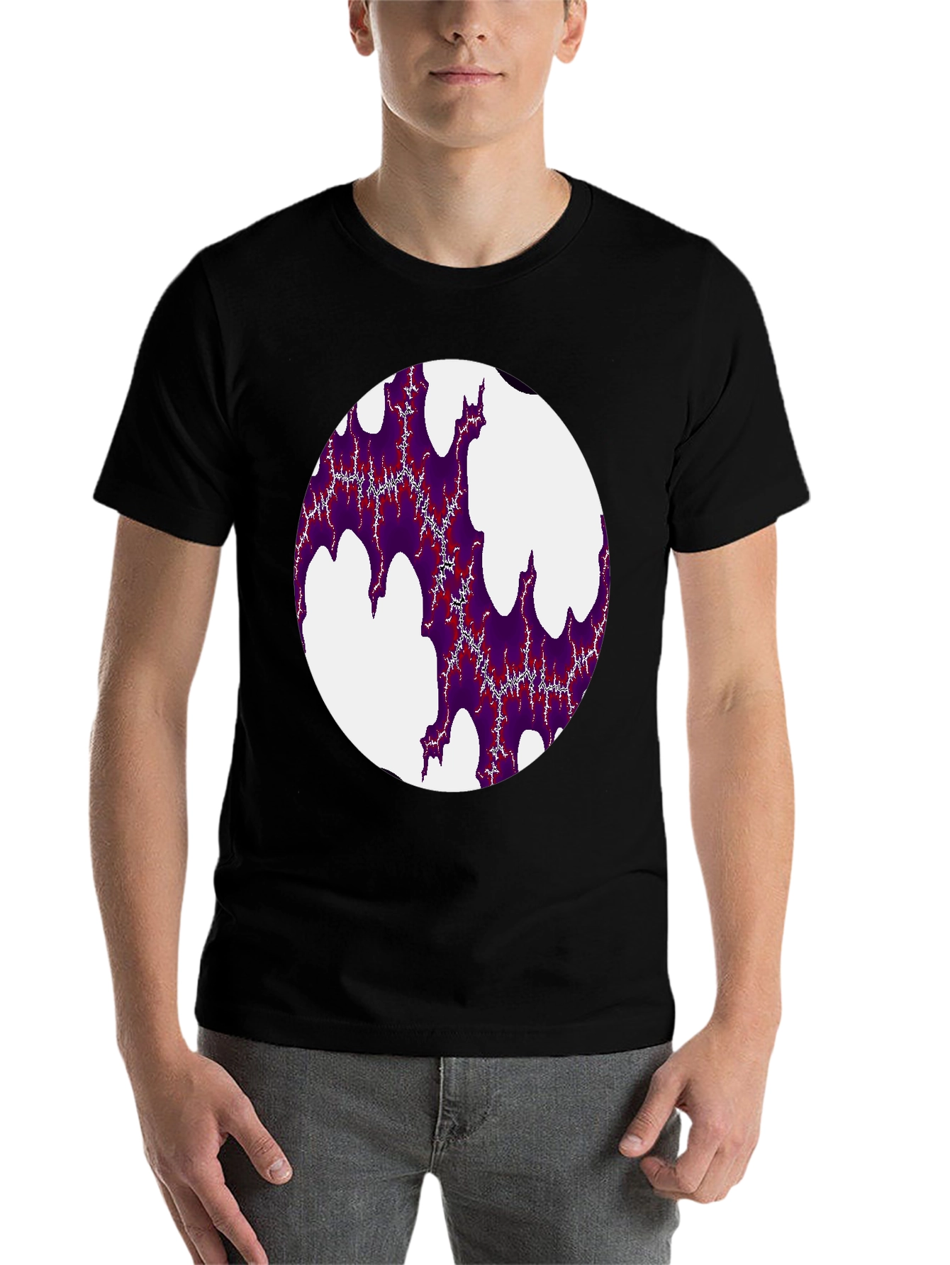 Abstract Fractal Design Black T-Shirt