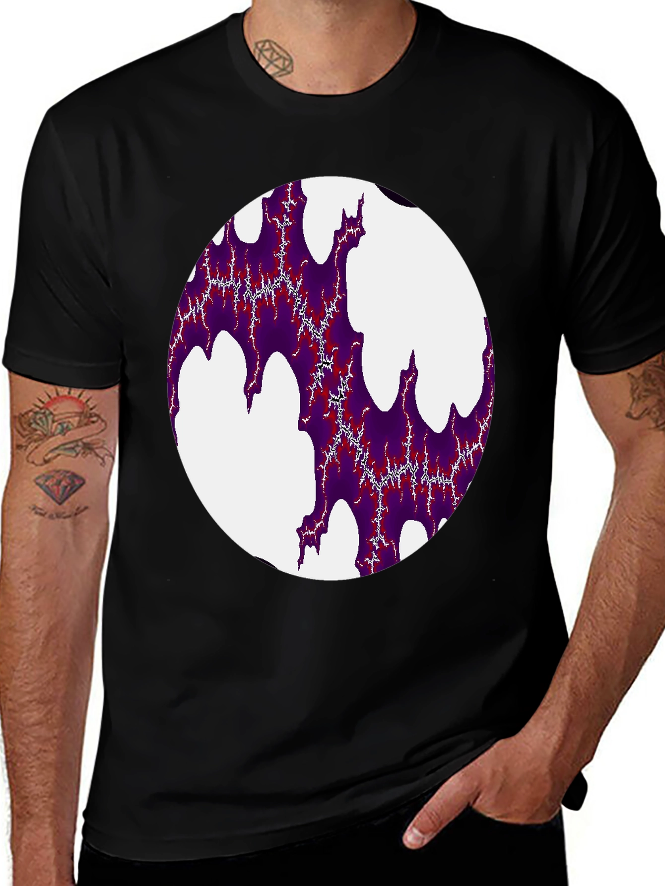 Abstract Fractal Design Black T-Shirt