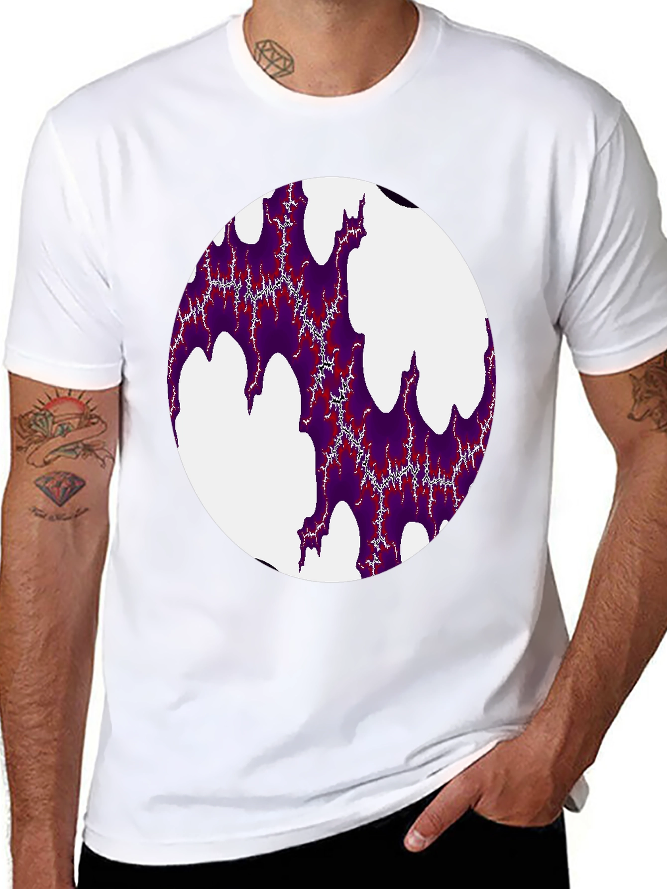 Abstract Fractal Design Black T-Shirt