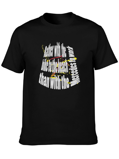 Mens Black T-Shirt: Bike to the Beach Graphic Tee