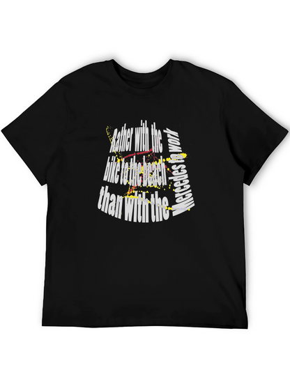 Mens Black T-Shirt: Bike to the Beach Graphic Tee