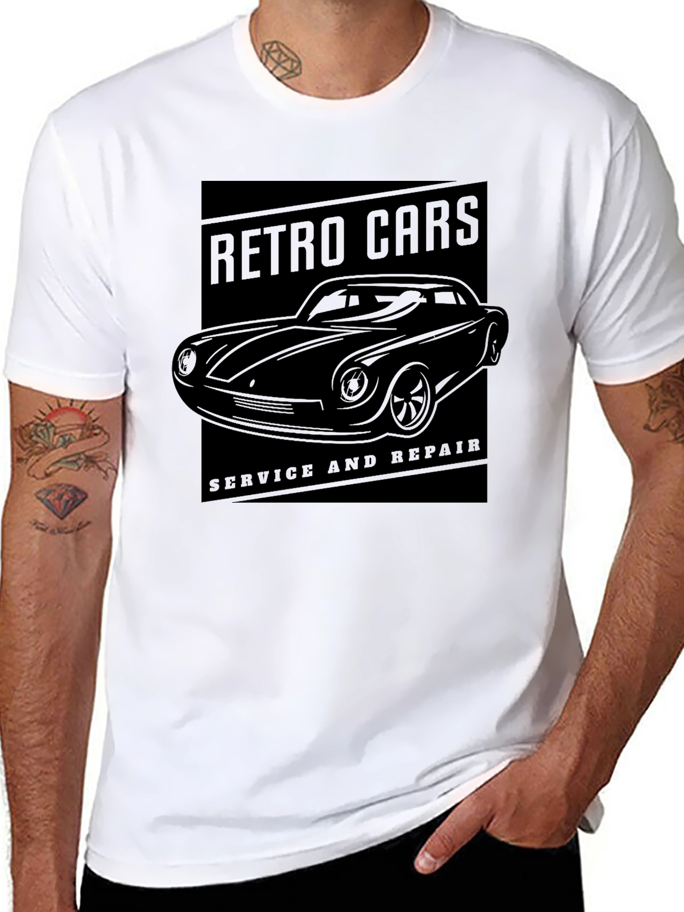 Retro Cars Service T-Shirt - Classic Automotive Style