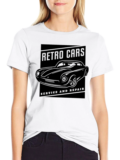 Retro Cars Service T-Shirt - Classic Automotive Style