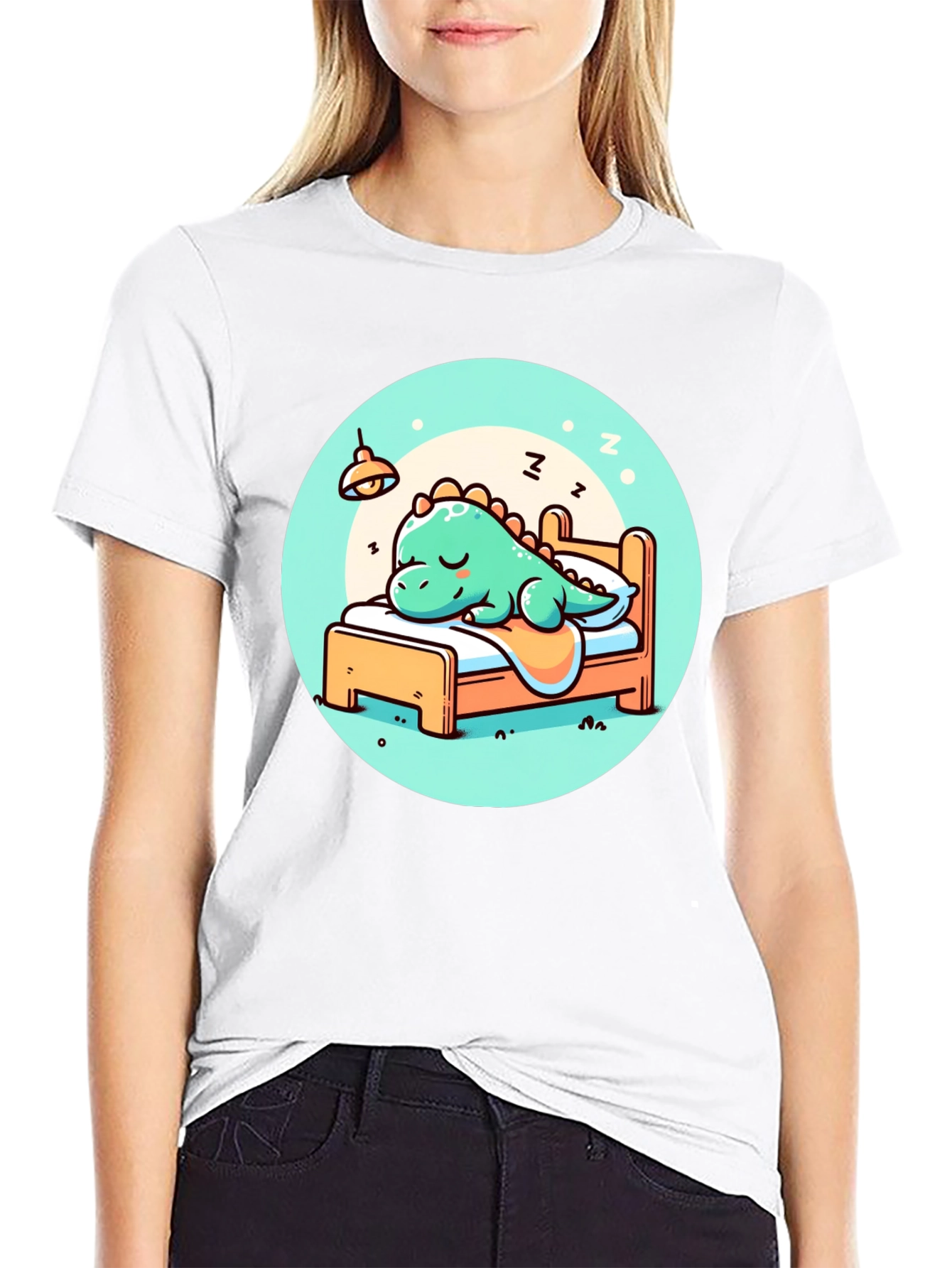 Sleeping Dino Tee - Cute Cartoon Dinosaur T-Shirt