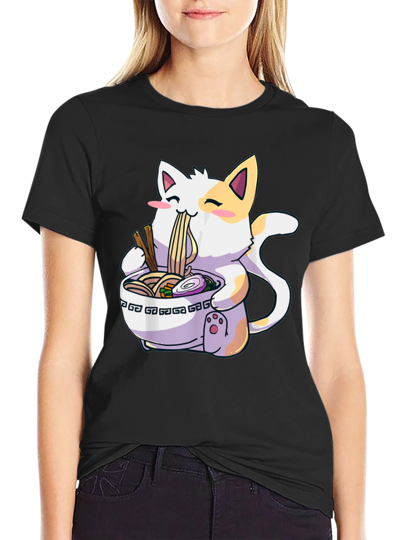 Ramen Cat Graphic T-Shirt - Kawaii Style