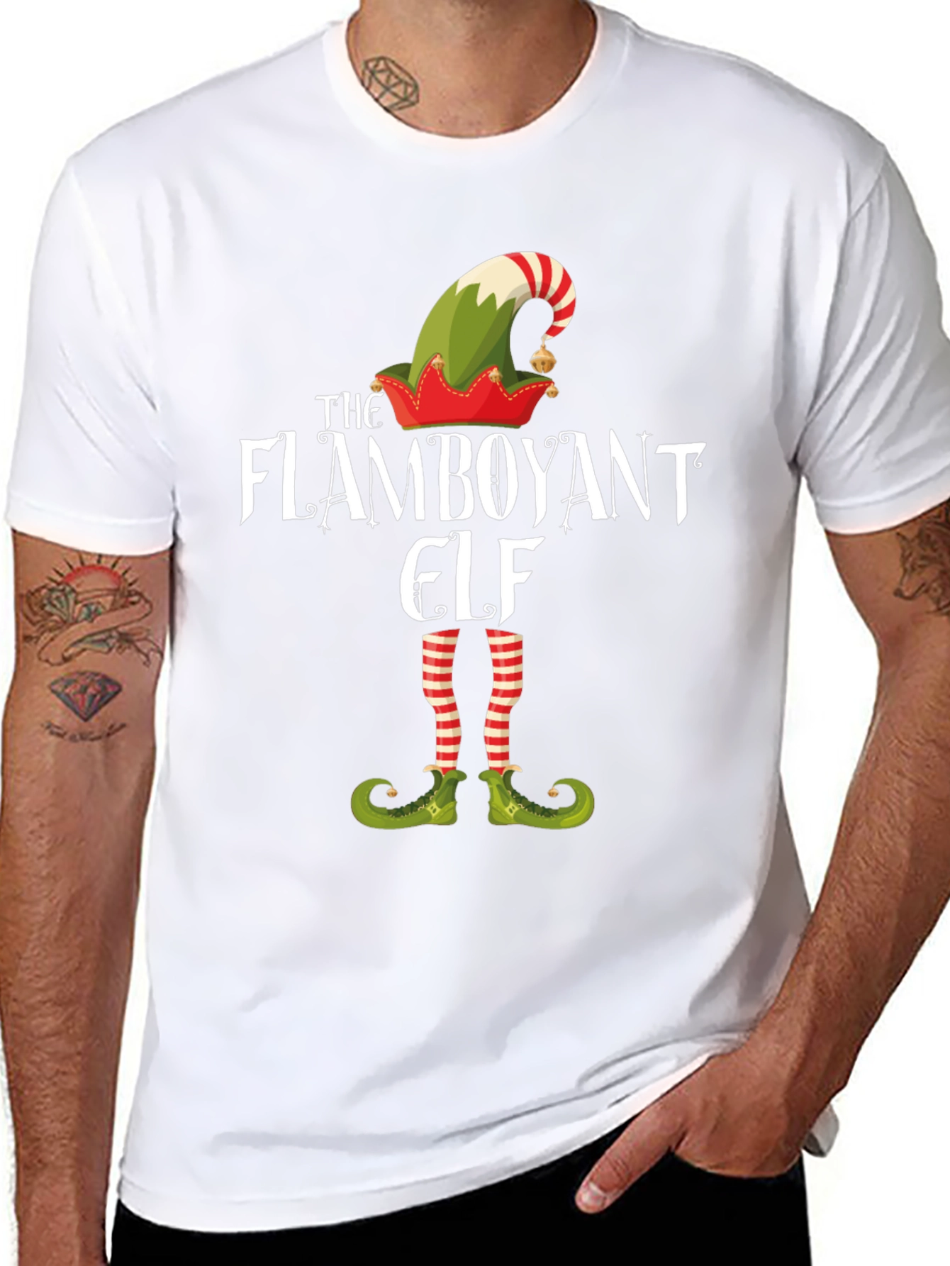 Flamboyant Elf Graphic Tee - Holiday T-Shirt