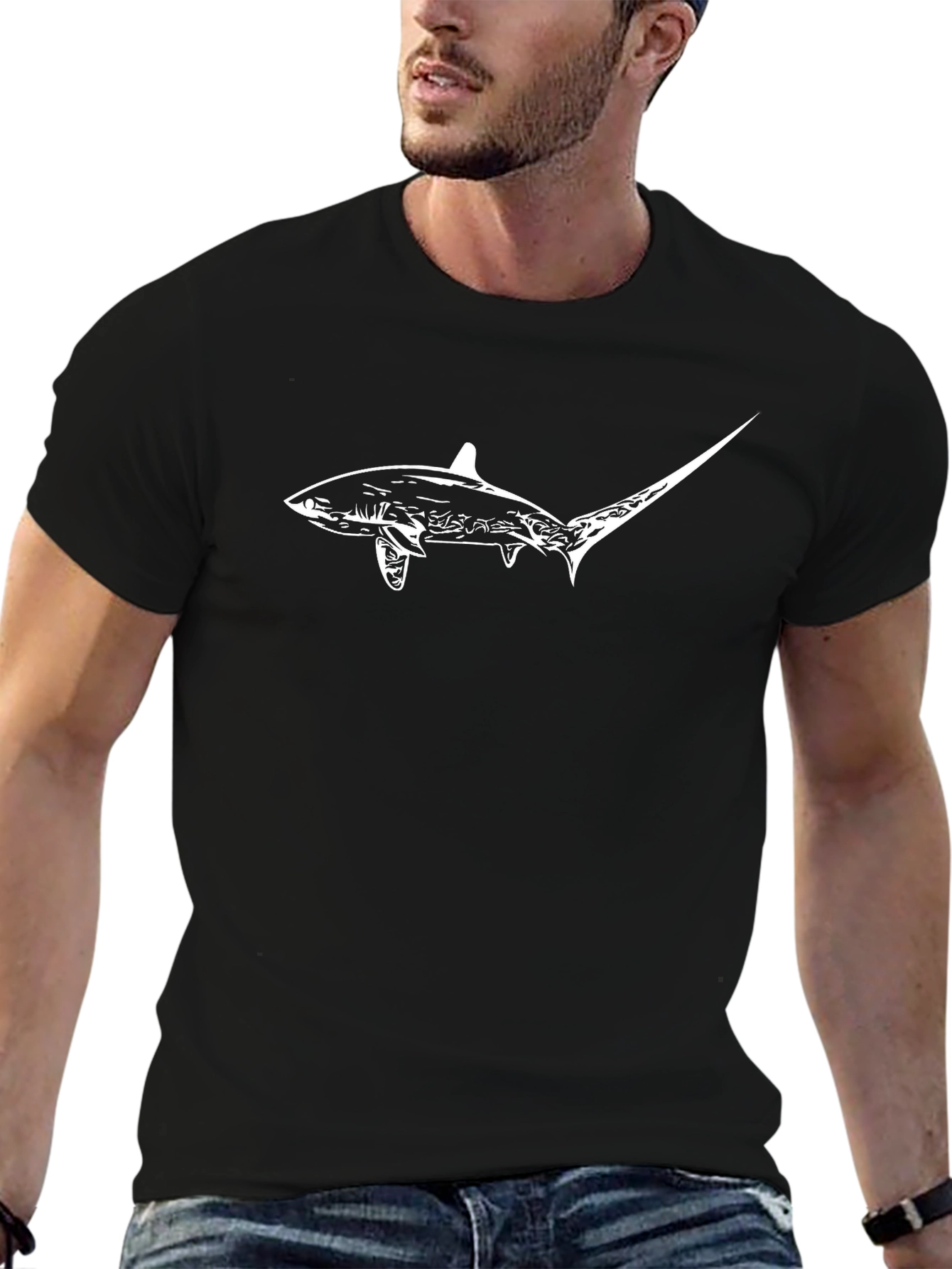 Shark Graphic Tee - Mens Black Short Sleeve