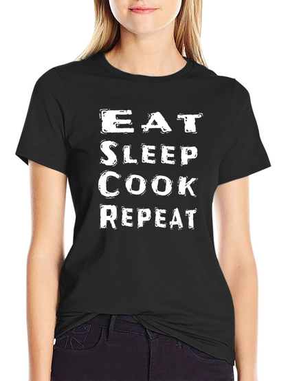 Eat Sleep Cook Repeat Black T-Shirt