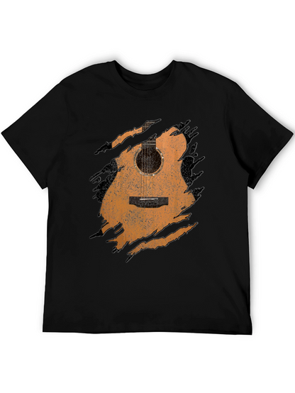 Guitar Graphic Tee - Distressed Acoustic Design Musician Shirt