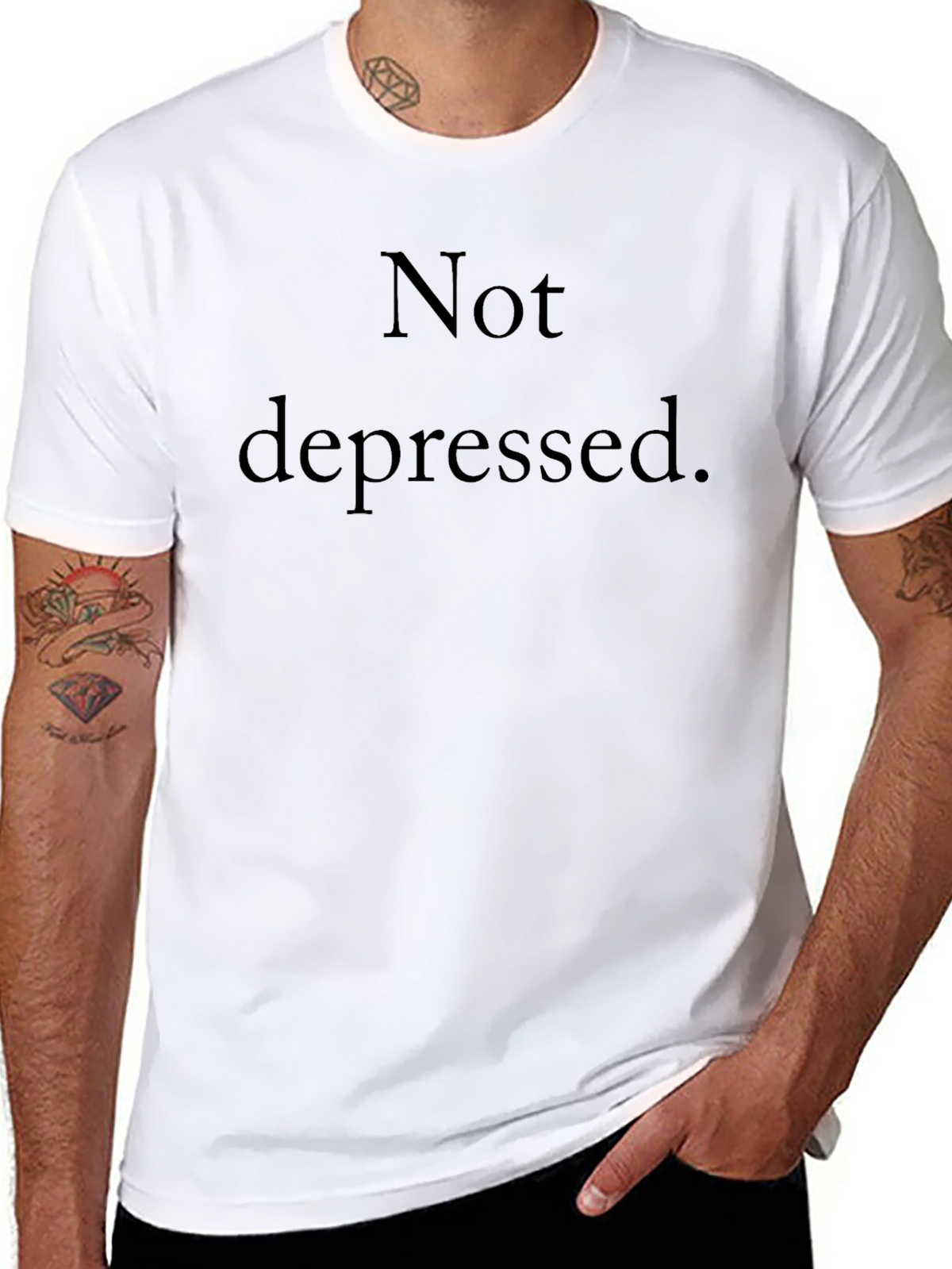 Not Depressed Black Graphic T-Shirt