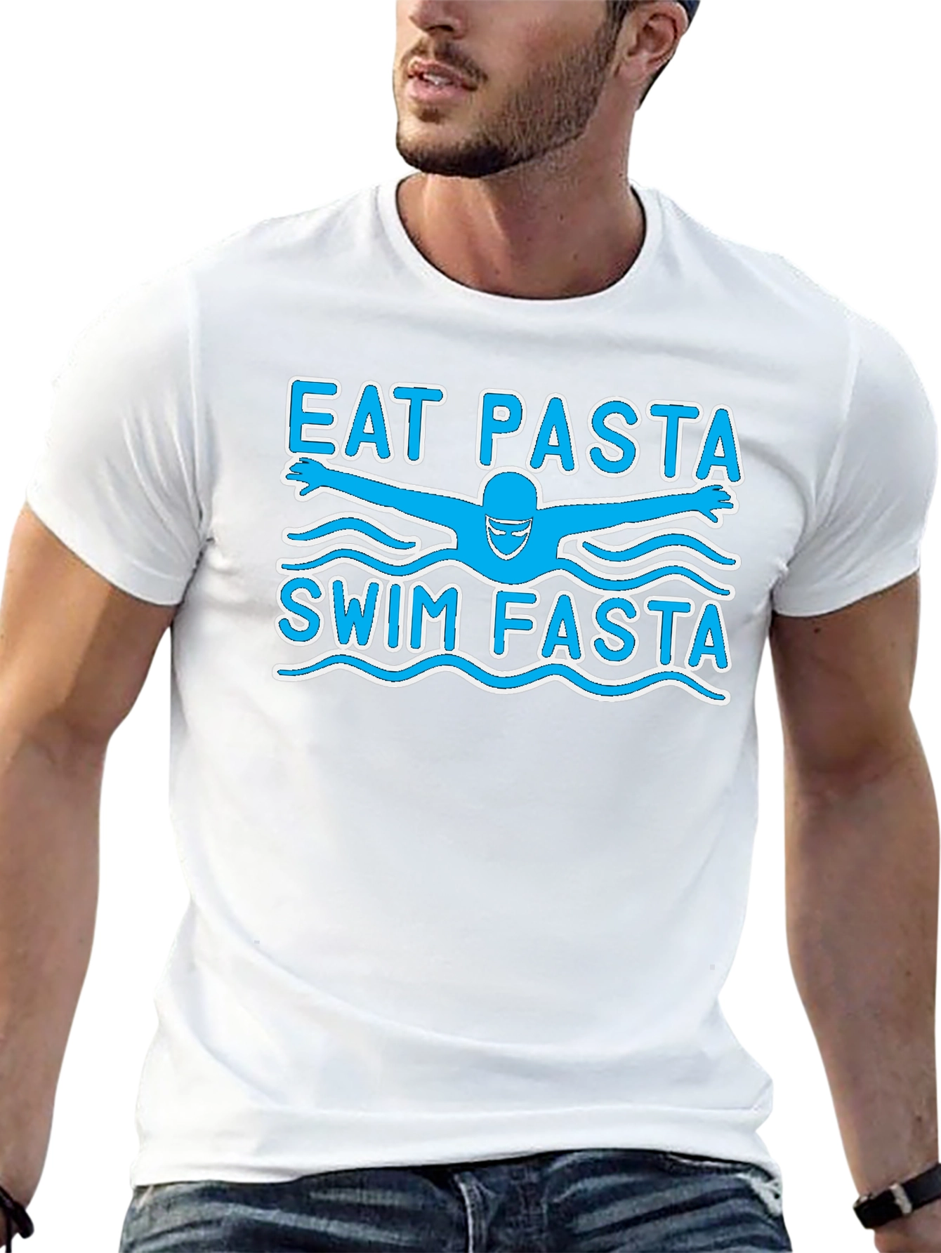Eat Pasta Swim Fasta Funny Swimmer T-Shirt