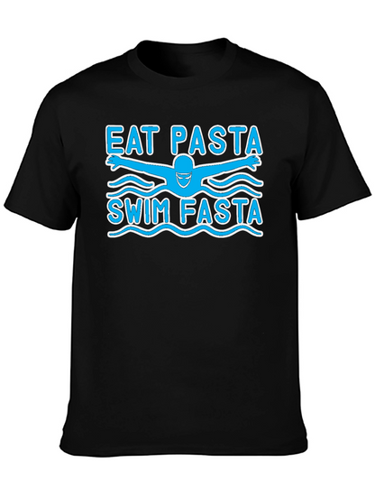 Eat Pasta Swim Fasta Funny Swimmer T-Shirt