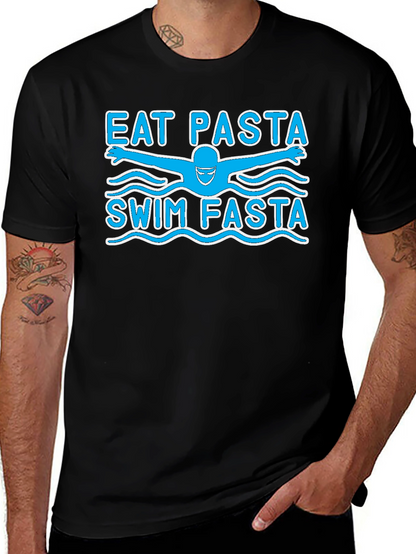 Eat Pasta Swim Fasta Funny Swimmer T-Shirt