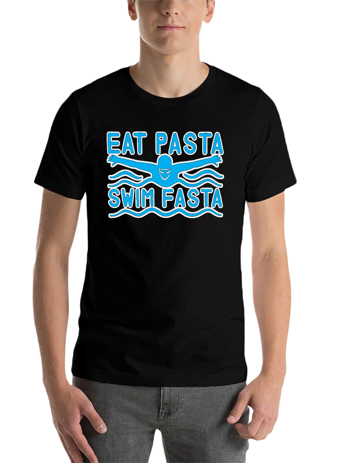 Eat Pasta Swim Fasta Funny Swimmer T-Shirt