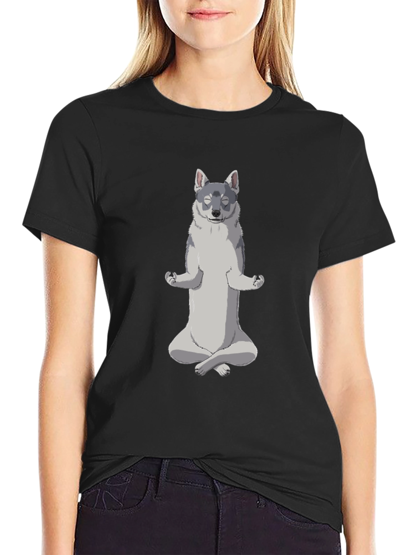 Yoga Dog Black T-Shirt - Meditating Canine Cool