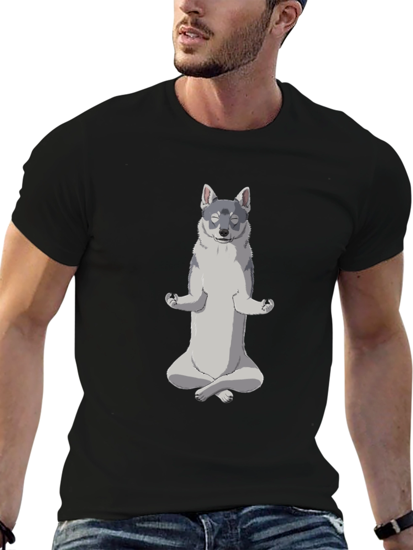 Yoga Dog Black T-Shirt - Meditating Canine Cool