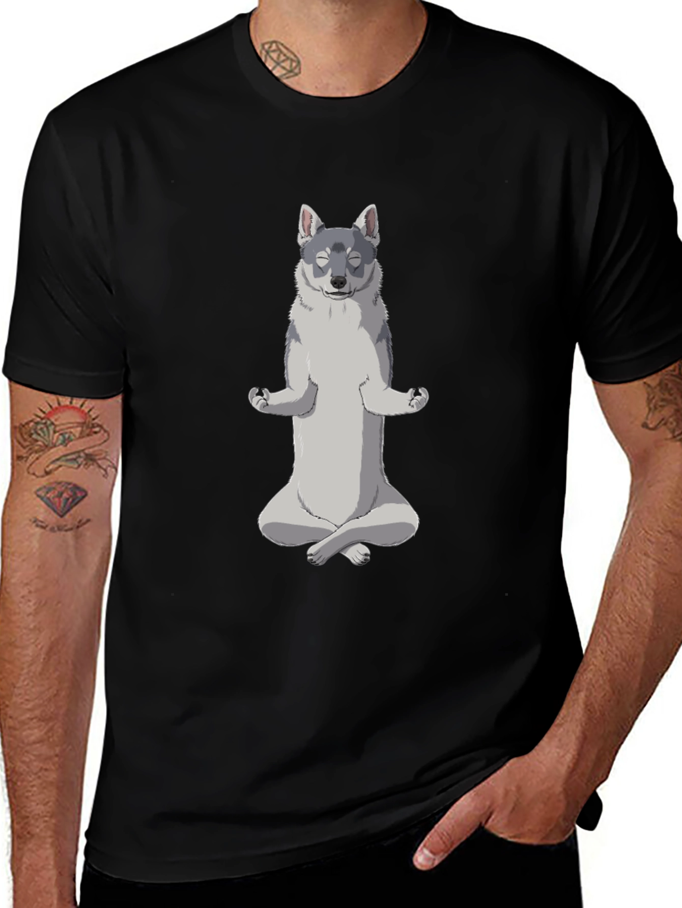 Yoga Dog Black T-Shirt - Meditating Canine Cool