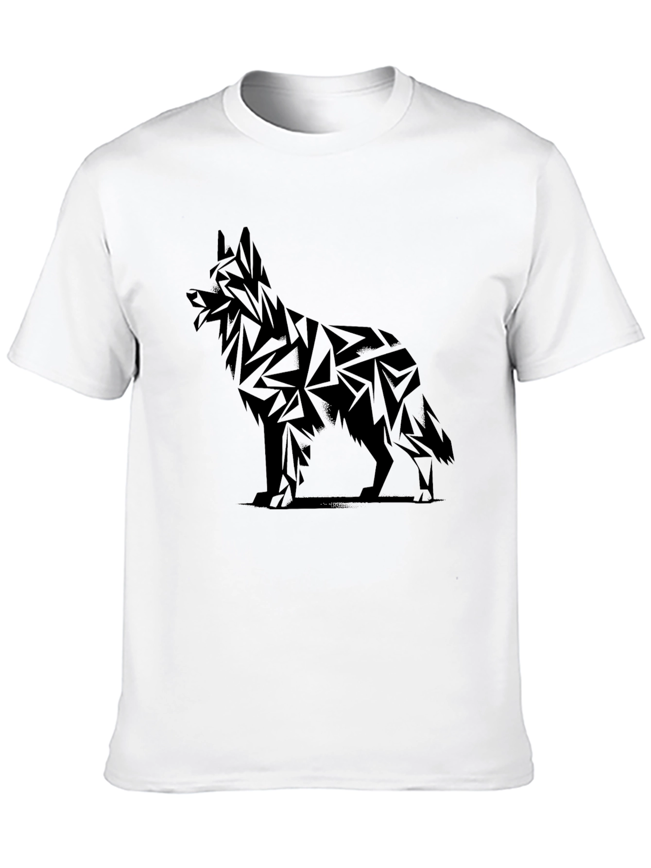 Geometric Dog Graphic Tee - Black Cotton