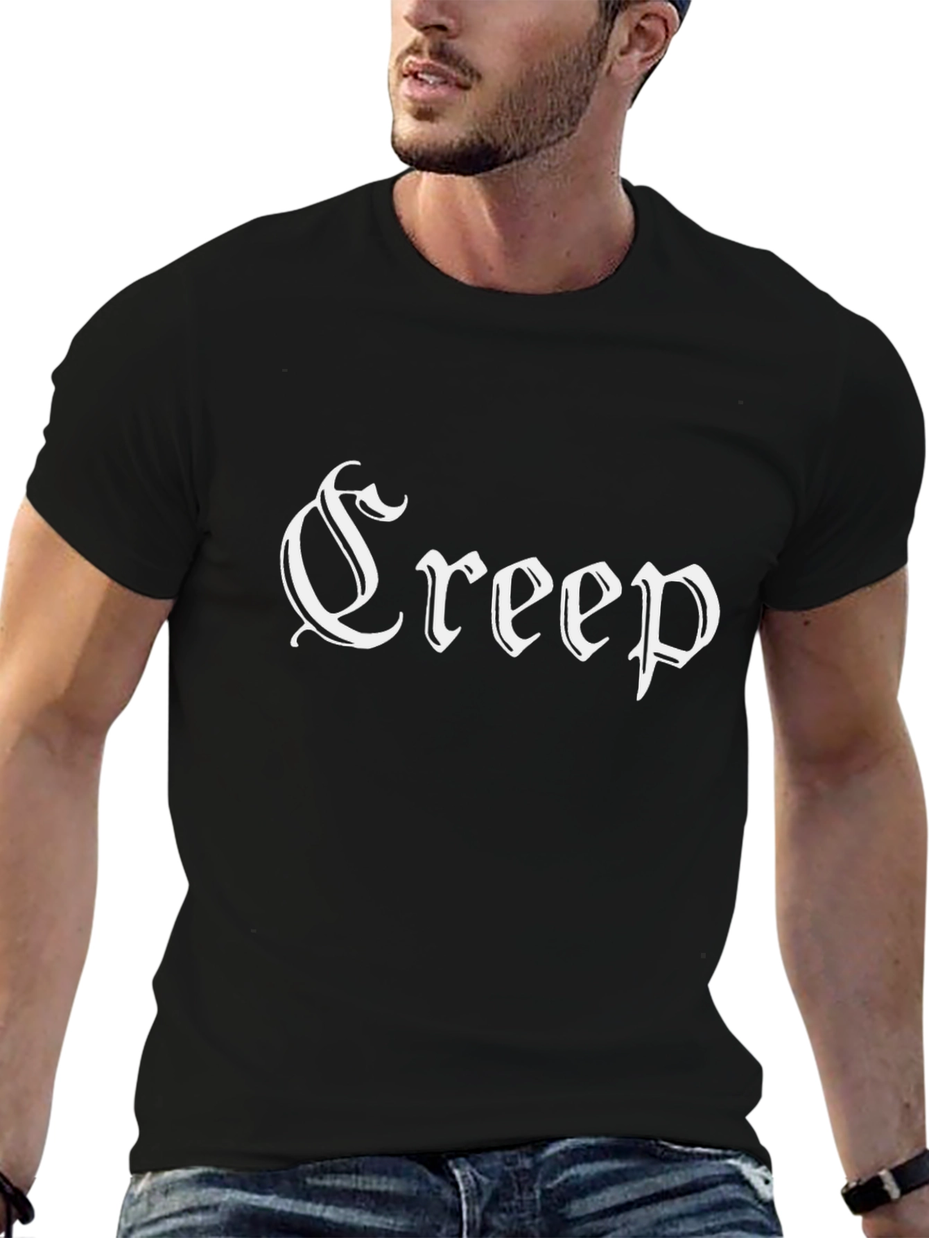 Creep Black T-Shirt - Gothic Text Design