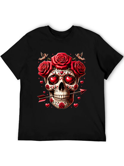 Skull Roses Hearts Arrow Valentines Day T-Shirt