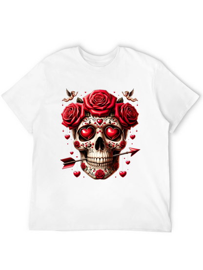 Skull Roses Hearts Arrow Valentines Day T-Shirt