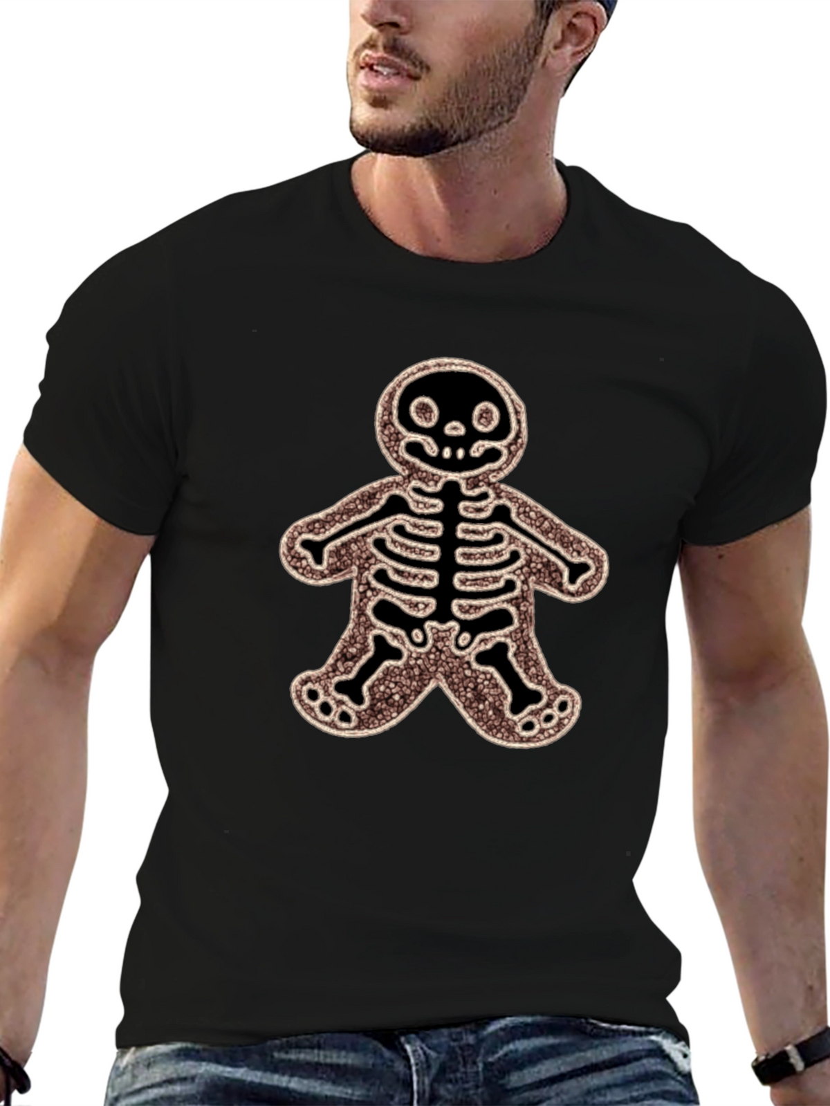 Gingerbread Skeleton Black T-Shirt