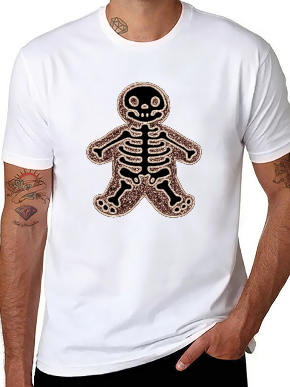 Gingerbread Skeleton Black T-Shirt