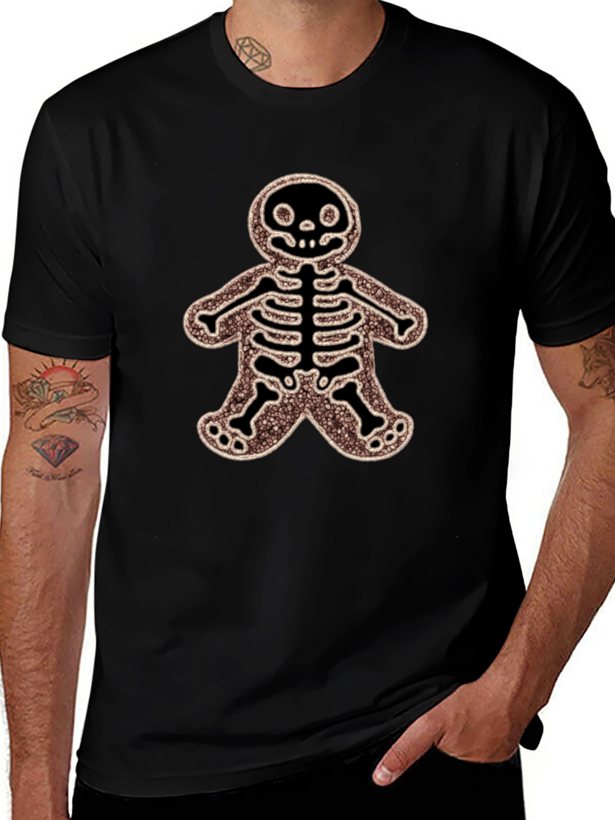 Gingerbread Skeleton Black T-Shirt