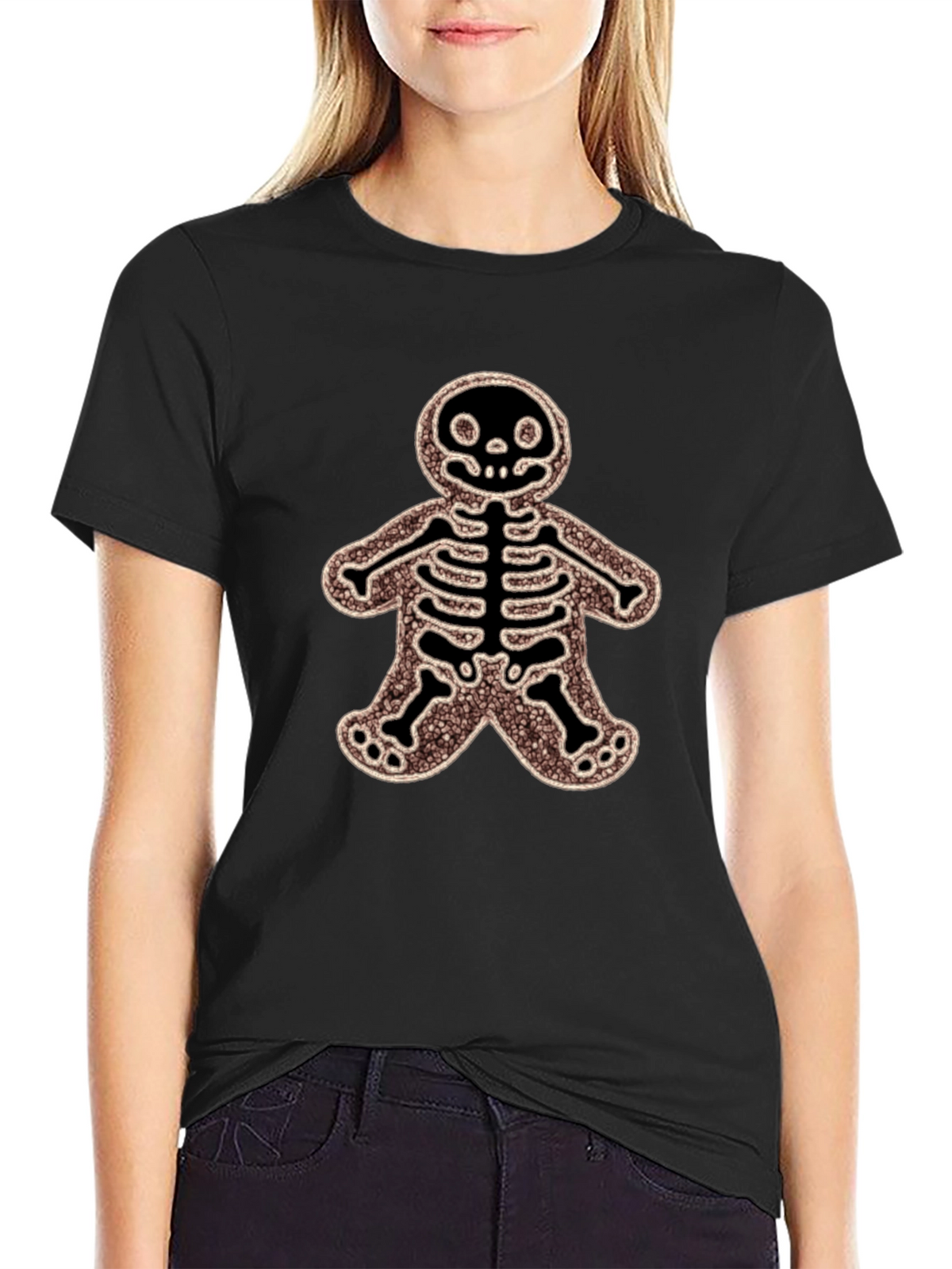 Gingerbread Skeleton Black T-Shirt