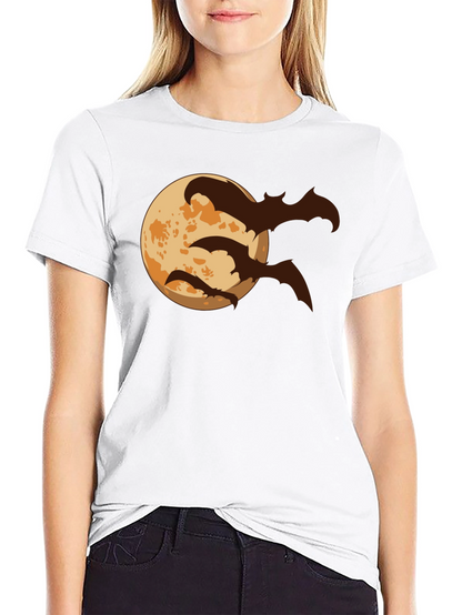 Halloween Moon Bats Graphic T-Shirt