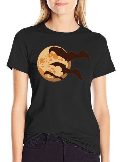 Halloween Moon Bats Graphic T-Shirt