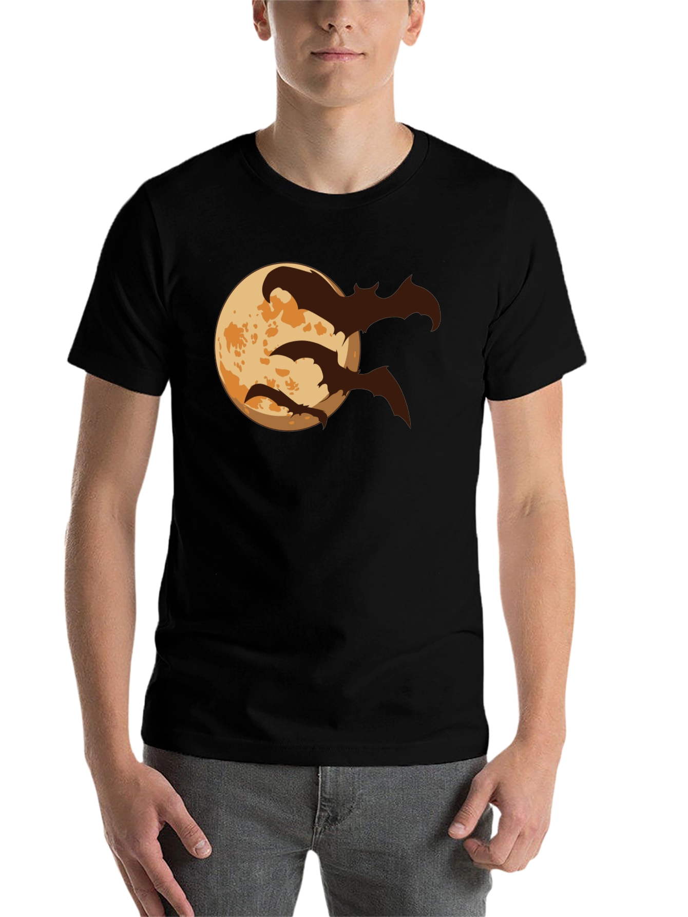 Halloween Moon Bats Graphic T-Shirt