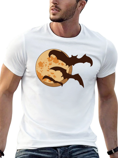 Halloween Moon Bats Graphic T-Shirt