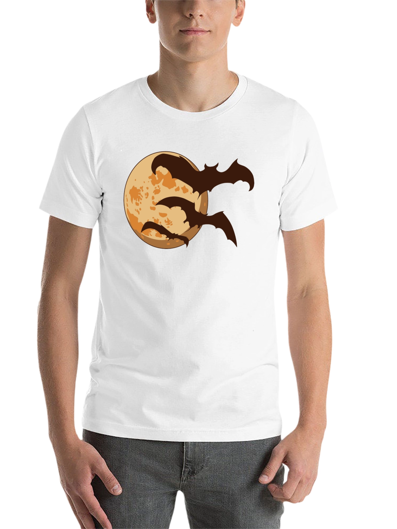 Halloween Moon Bats Graphic T-Shirt