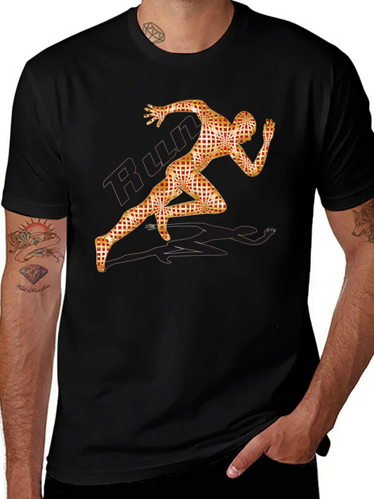 Mens Black Run Graphic Tee