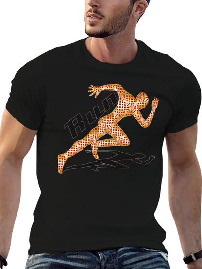 Mens Black Run Graphic Tee