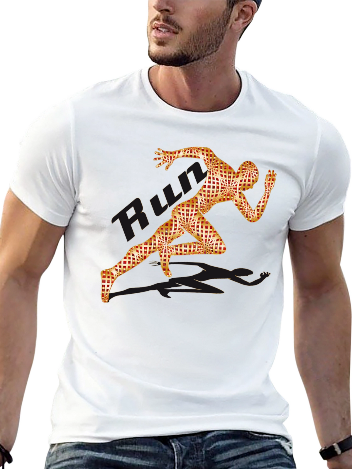 Mens Black Run Graphic Tee