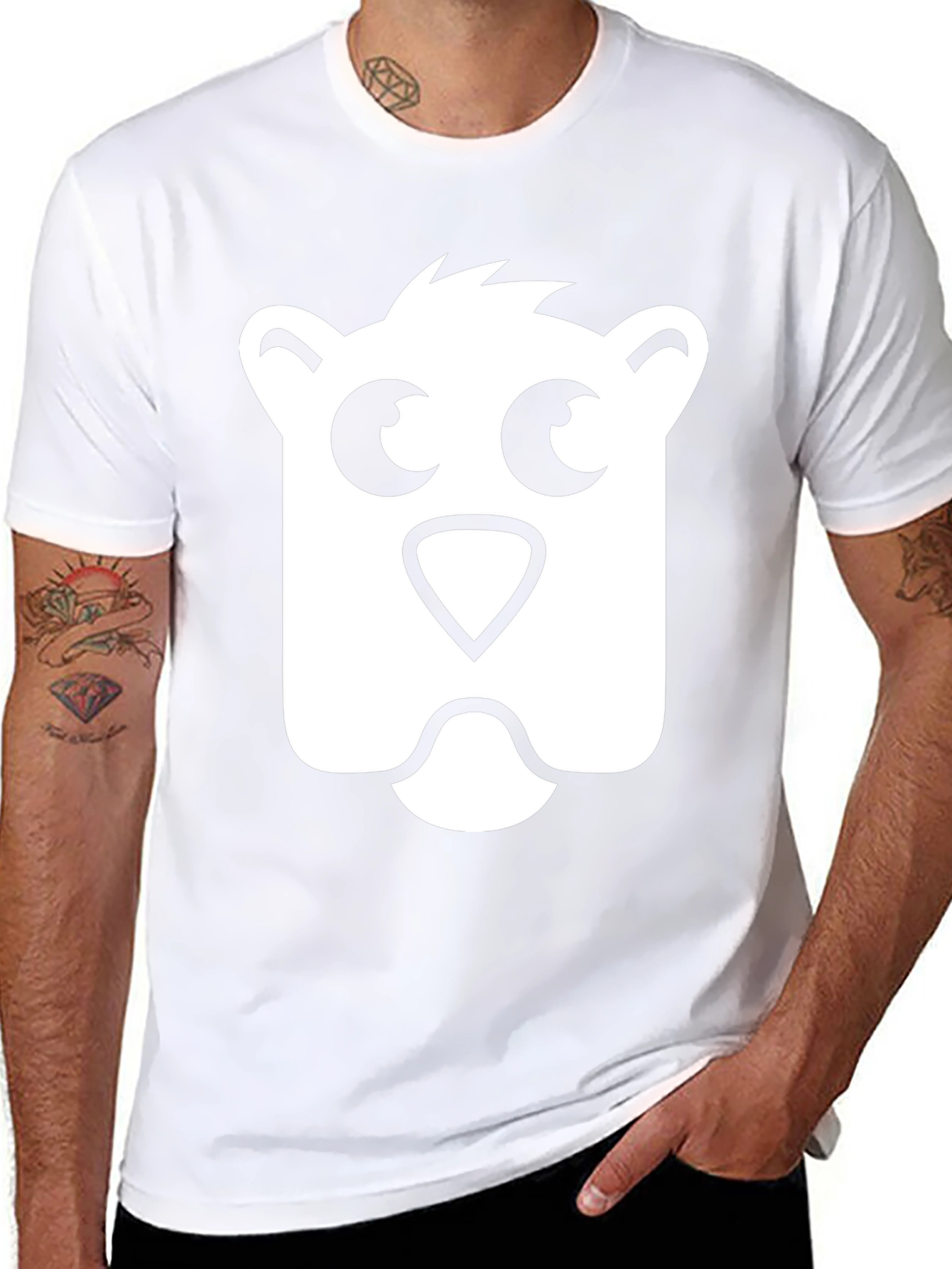 Bear Face Graphic Tee - Black Cotton T-Shirt