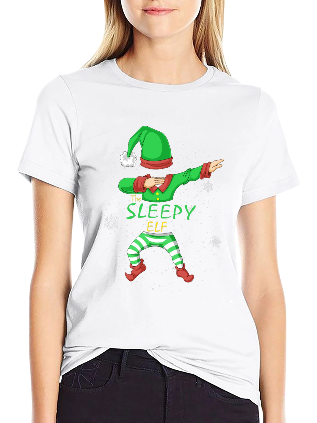 Sleepy Elf Dabbing Christmas T-Shirt