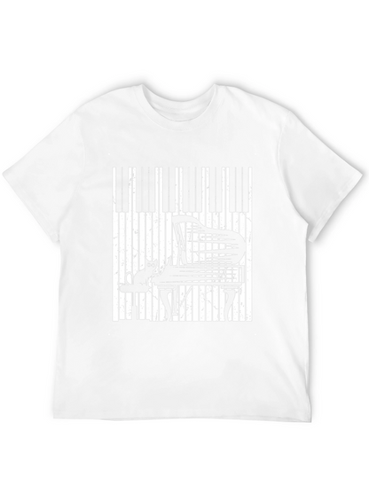 Piano Cat Graphic T-Shirt - Music Lover Tee