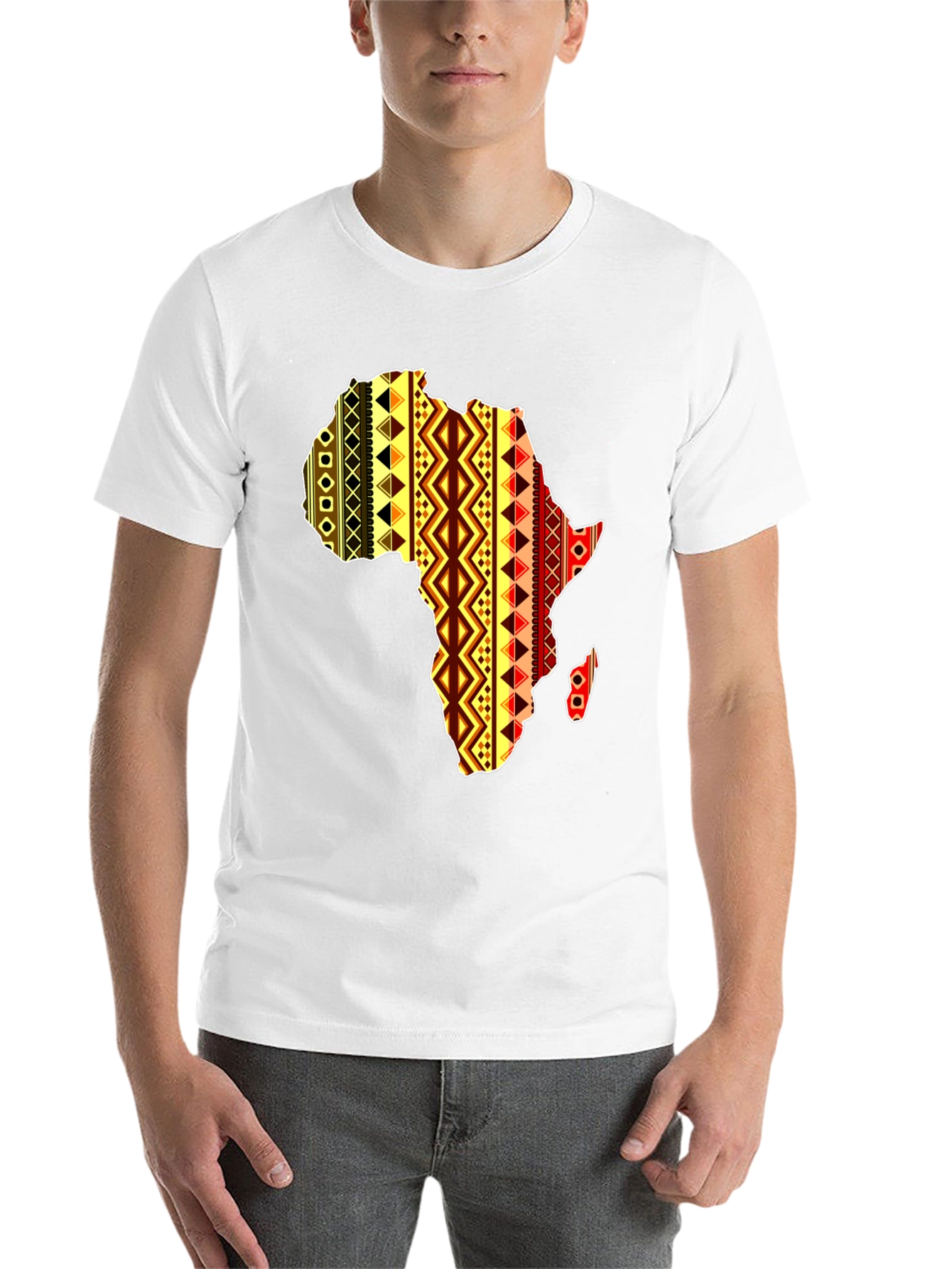 Africa Map Pattern Mens Black T-Shirt