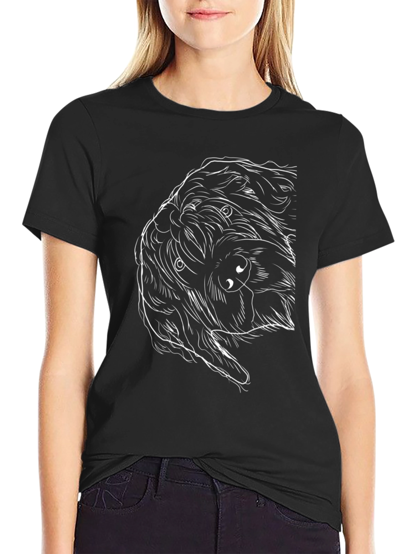 Dog Sketch T-Shirt - Black Cotton Tee