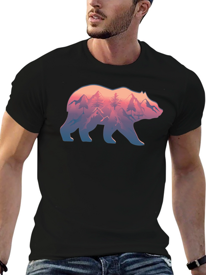 Nature Bear Graphic Tee - Black Unisex Shirt