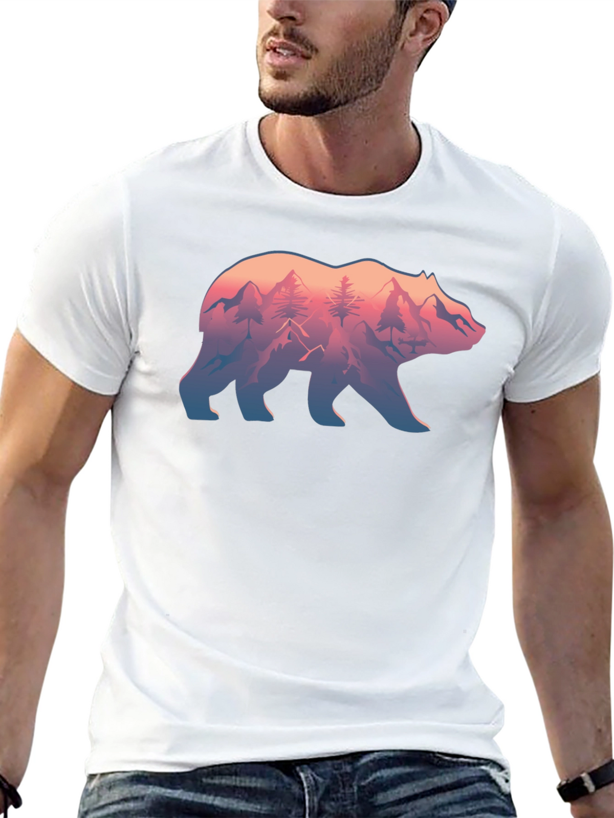 Nature Bear Graphic Tee - Black Unisex Shirt