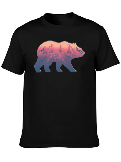 Nature Bear Graphic Tee - Black Unisex Shirt